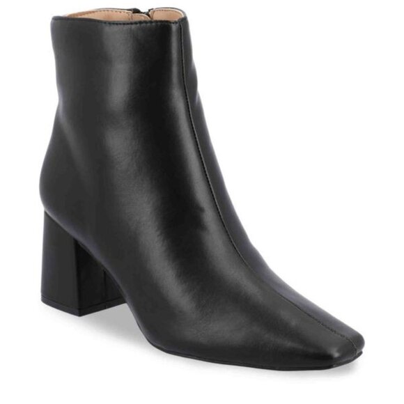 Journee Collection Hay Black Ankle Booties Women’s Size 8M Block Heel - Picture 1 of 10